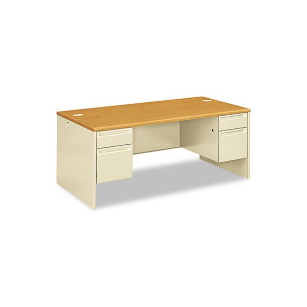 Hon HON, 38000 SERIES DOUBLE PEDESTAL DESK, 72W X 36D X 29.5H, HARVEST/PUTTY 38180CL - main